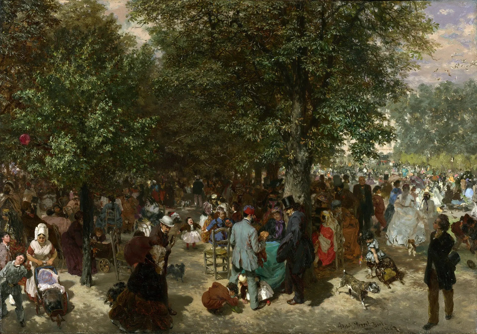 {{ product_title }} Fine Art Print | {{ product_vendor }} Jakero77 Adolph von Menzel - Afternoon in the Tuileries Garden (1867) Signed - 17"x22" Print Art Print  Jakero77