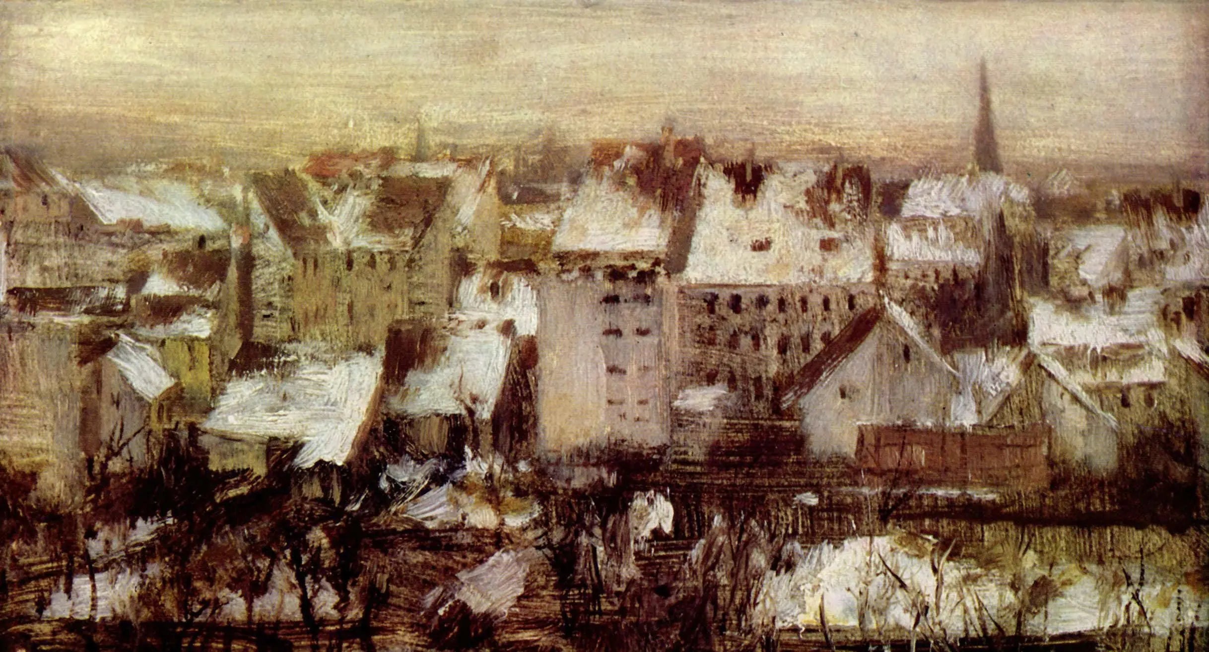 {{ product_title }} Fine Art Print | {{ product_vendor }} Jakero77 Adolph von Menzel - Berlin Back Houses in the Snow (1847) - 17"x22" Fine Art Print Art Print  Jakero77