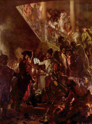 {{ product_title }} Fine Art Print | {{ product_vendor }} Jakero77 Adolph von Menzel - Bonsoir, messieurs! Frederick the Great in Lissa (1858) Signed - 17"x22" Fine Art Print Art Print  Jakero77
