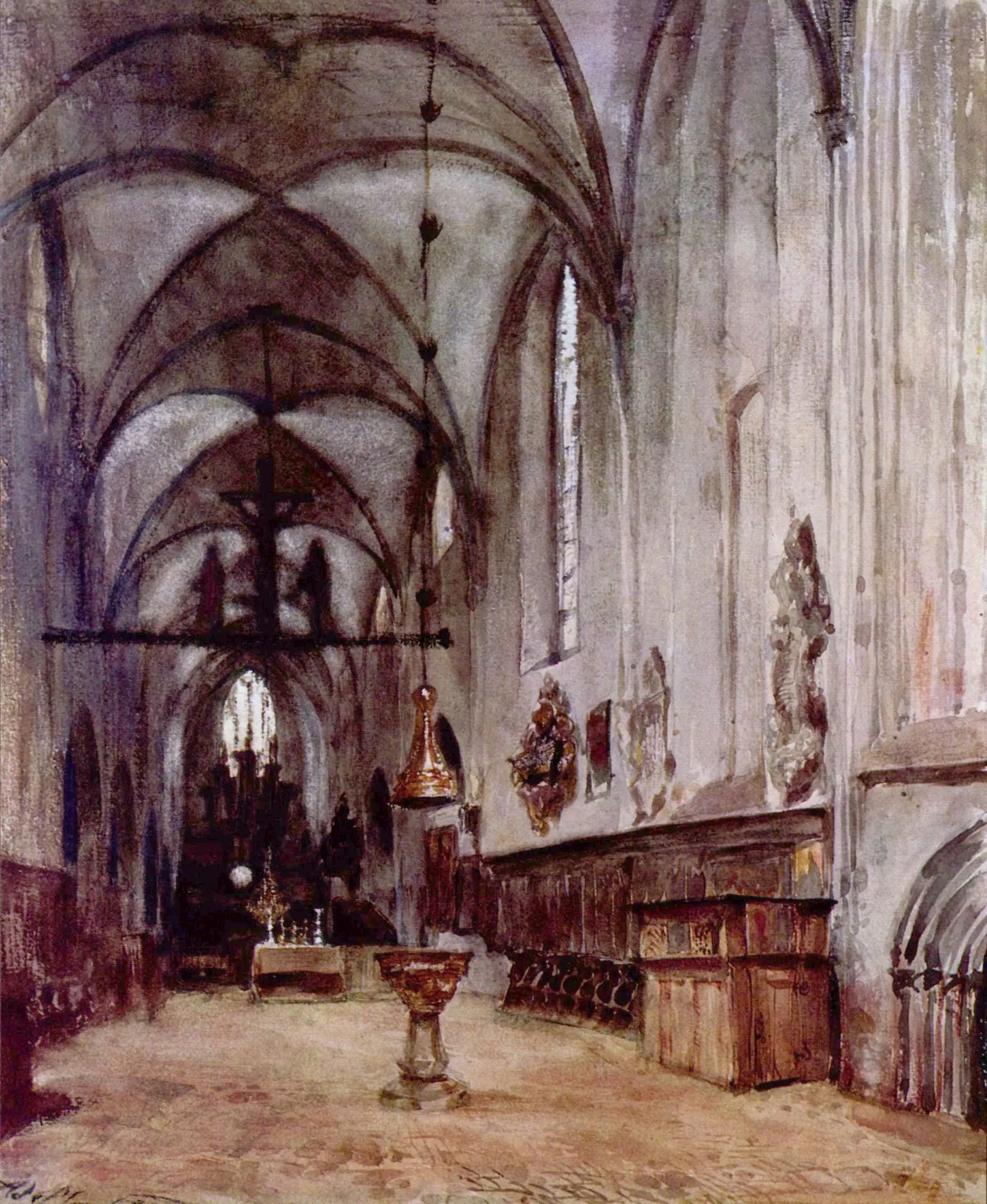 {{ product_title }} Fine Art Print | {{ product_vendor }} Jakero77 Adolph von Menzel - Choir of the Old Monastery Church in Berlin (1838) - 17"x22" Fine Art Print Art Print  Jakero77