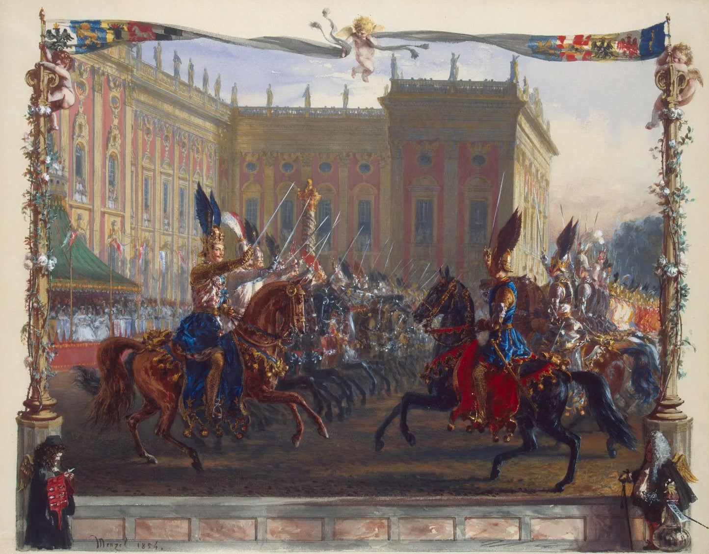 {{ product_title }} Fine Art Print | {{ product_vendor }} Jakero77 Adolph von Menzel - Entrance of Knight with Naked Swords 1829 Signed (1854) - 17"x22" Fine Art Print Art Print  Jakero77