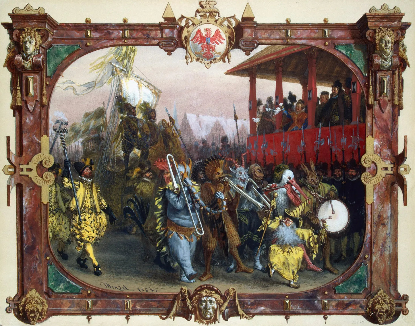 {{ product_title }} Fine Art Print | {{ product_vendor }} Jakero77 Adolph von Menzel - Festive Procession and Tournament in 1592 Berlin Under the Leadership of Johann Georg of Branderburg (1854) Signed - 17" x 22" Fine Art Print Art Print  Jakero77