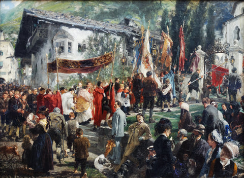 {{ product_title }} Fine Art Print | {{ product_vendor }} Jakero77 Adolph von Menzel - Fronleichnamsprozession in Hofgastein (1880) - 17" x 22" Fine Art Print Art Print  Jakero77