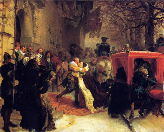 {{ product_title }} Fine Art Print | {{ product_vendor }} Jakero77 Adolph von Menzel - Gustav Adolph Greets his Wife at Hanau Castle Signed - 17"x22" Fine Art Print Art Print  Jakero77