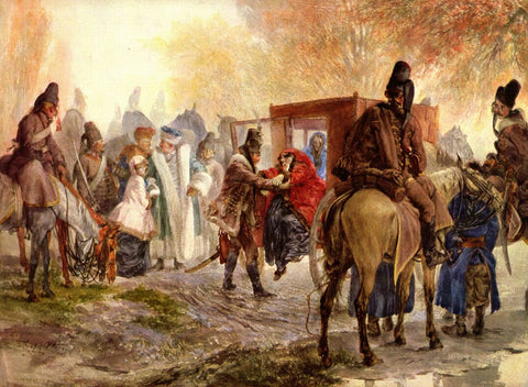 {{ product_title }} Fine Art Print | {{ product_vendor }} Jakero77 Adolph von Menzel - Hussars Bring up Polish Family (1850) Signed - 17" x 22" Print Art Print  Jakero77