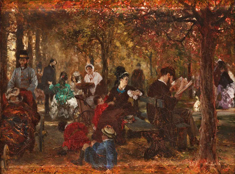 {{ product_title }} Fine Art Print | {{ product_vendor }} Jakero77 Adolph von Menzel - Im Jardin du Luxembourg (1876) Signed - 17"x22" Fine Art Print Art Print  Jakero77