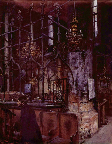 {{ product_title }} Fine Art Print | {{ product_vendor }} Jakero77 Adolph von Menzel - Old Synagogue in Prague (1866) Signed - 17"x22" Fine Art Print Art Print  Jakero77