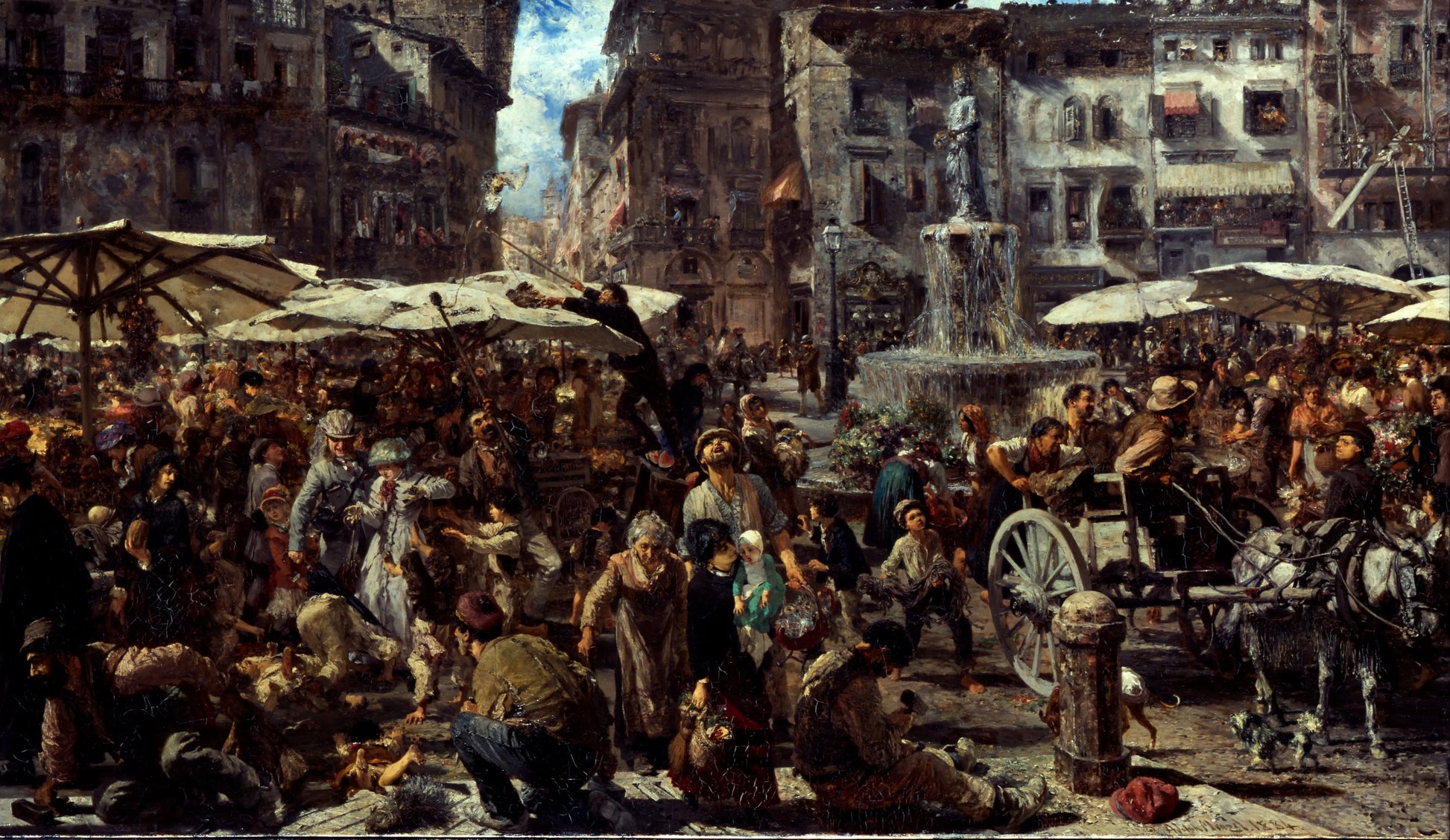 {{ product_title }} Fine Art Print | {{ product_vendor }} Jakero77 Adolph von Menzel - Piazza d’Erbe Marketplace in Verona (1884) Signed - 17" x 22" Fine Art Print Art Print  Jakero77