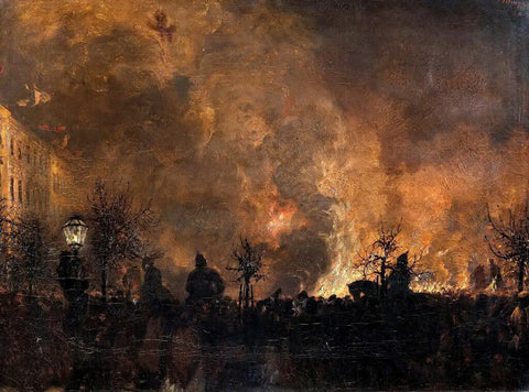 {{ product_title }} Fine Art Print | {{ product_vendor }} Jakero77 Adolph von Menzel - Student Torchlight Night (1859) - 17" x 22" Fine Art Print Art Print  Jakero77
