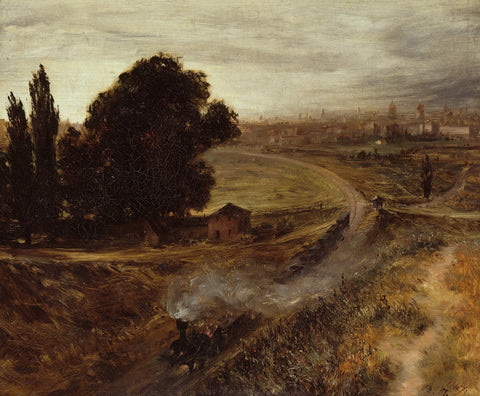 {{ product_title }} Fine Art Print | {{ product_vendor }} Jakero77 Adolph von Menzel - The Berlin-Potsdam Railway (1847) Signed - 17" x 22" Art Print Art Print  Jakero77