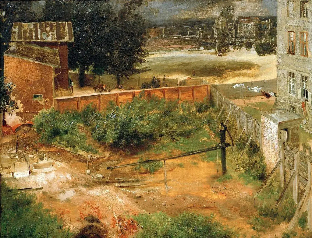 {{ product_title }} Fine Art Print | {{ product_vendor }} Jakero77 Adolph von Menzel - The Courtyard Berlin (1844) - 17" x 22" Fine Art Print Art Print  Jakero77