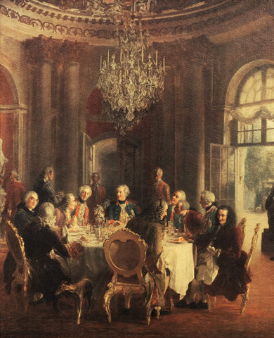 {{ product_title }} Fine Art Print | {{ product_vendor }} Jakero77 Adolph von Menzel - The Round Table Frederick II Voltaire - 17" x 22" Art Print Art Print  Jakero77