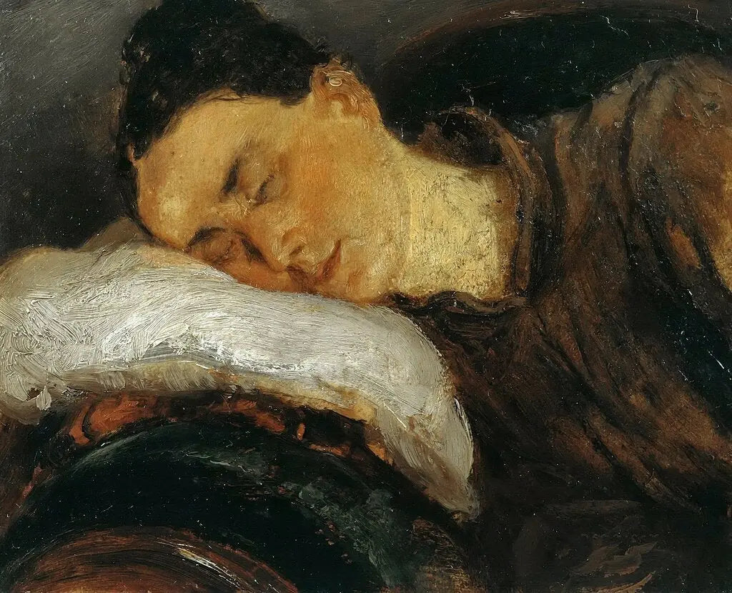 {{ product_title }} Fine Art Print | {{ product_vendor }} Jakero77 Adolph von Menzel - The Sleeping Woman (1840) - 17" x 22" Fine Art Print Art Print  Jakero77