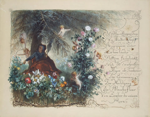 {{ product_title }} Fine Art Print | {{ product_vendor }} Jakero77 Adolph von Menzel - Title Page Magic of White Rose (1854) Signed - 17" x 22" Fine Art Print Art Print  Jakero77