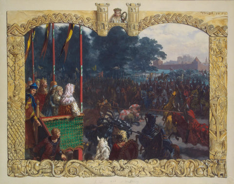 {{ product_title }} Fine Art Print | {{ product_vendor }} Jakero77 Adolph von Menzel - Tournament in Madgeburg in 928 (1854) Signed - 17"x22" Print Art Print  Jakero77