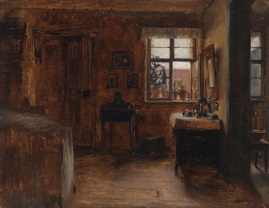 {{ product_title }} Fine Art Print | {{ product_vendor }} Jakero77 Adolph von Menzel - Wohnstube eines Büchertrödlers (1848) - 17"x22" Fine Art Print Art Print  Jakero77