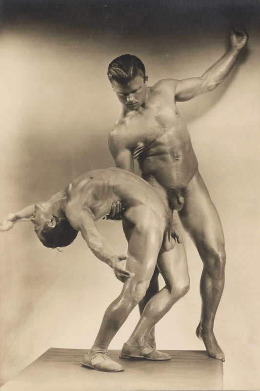 {{ product_title }} Fine Art Print | {{ product_vendor }} Jakero77 Al Urban Vintage Nude Males 1939 Renaissance Pose Muscular Guys Homoerotic Gay Interest- 17" x 22" Art Print Art Print  Jakero77