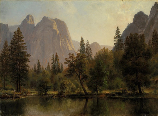 {{ product_title }} Fine Art Print | {{ product_vendor }} Jakero77 Albert Bierstadt - Cathedral Rocks, Yosemite Valley (1872) - 17" x 22" Art Print Art Print  Jakero77