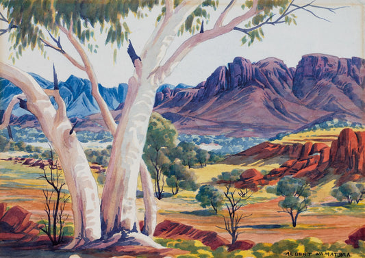 {{ product_title }} Fine Art Print | {{ product_vendor }} Jakero77 Albert Namatjira - Looking West Spring Gap (1940) Australia - 17"x22" Art Print Art Print  Jakero77