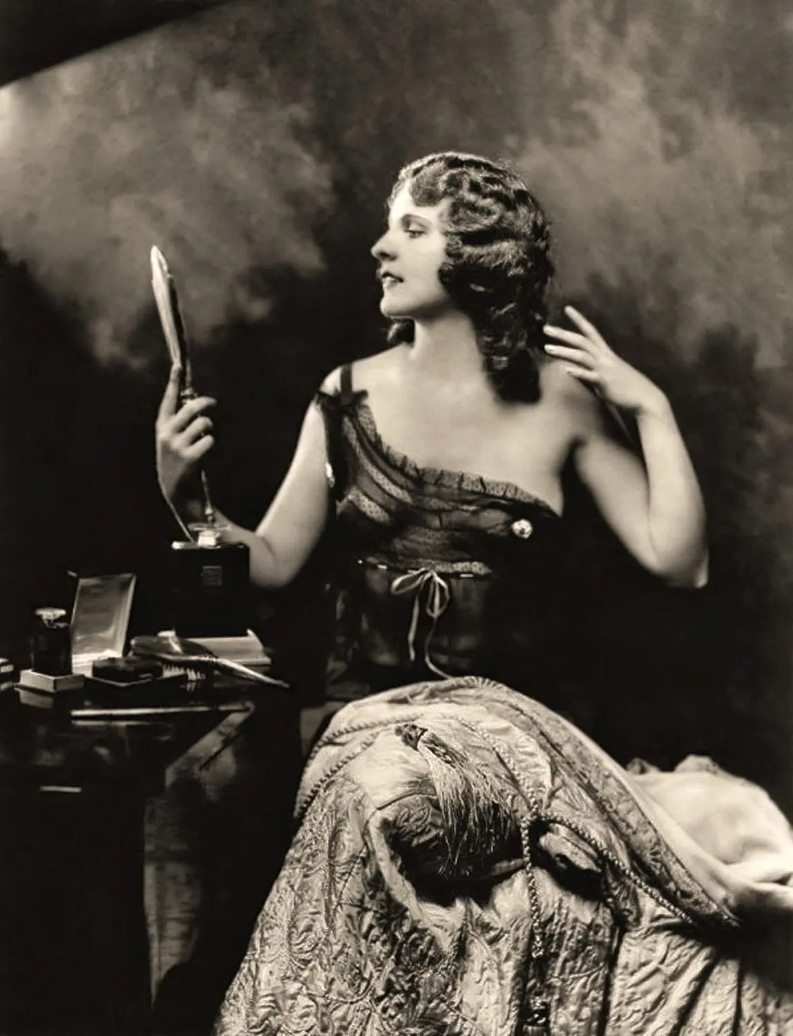 {{ product_title }} Fine Art Print | {{ product_vendor }} Jakero77 Alfred Cheney Johnston - Annette Downs Beauty Looking in Mirror - 17" x 22" Print Art Print  Jakero77