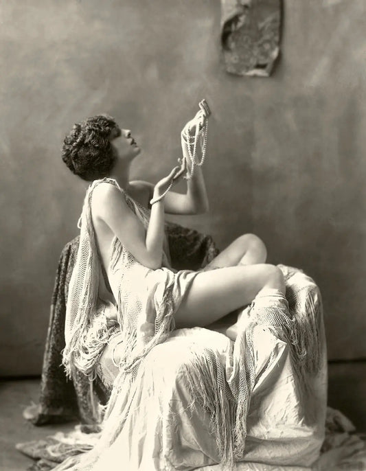 {{ product_title }} Fine Art Print | {{ product_vendor }} Jakero77 Alfred Cheney Johnston - Billie Dove Semi Nude Pearls (1922) - 17" x 22" Art Print Art Print  Jakero77