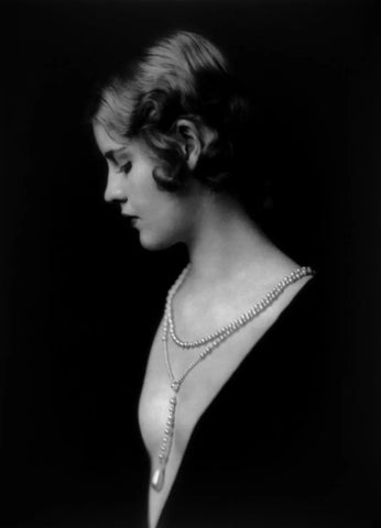 {{ product_title }} Fine Art Print | {{ product_vendor }} Jakero77 Alfred Cheney Johnston - Caja Eric Ziegfeld Follies Girl Low Cut Dress & Pearls (1920s) - 17"x22" Fine Art Print Art Print  Jakero77