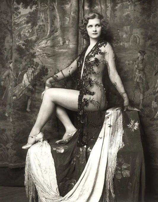 {{ product_title }} Fine Art Print | {{ product_vendor }} Jakero77 Alfred Cheney Johnston - Drucilla Strain See Through Dress (1920s) Zeigfeld Follies Girl - 17"x22" Print Art Print  Jakero77