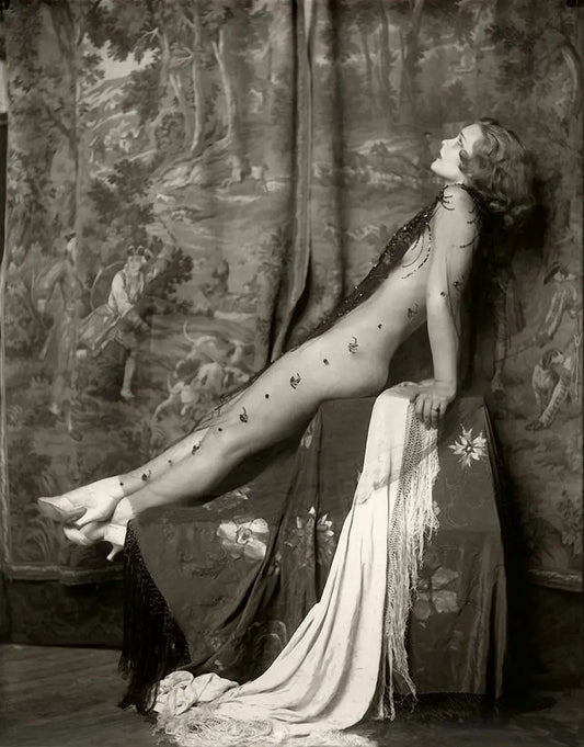 {{ product_title }} Fine Art Print | {{ product_vendor }} Jakero77 Alfred Cheney Johnston - Drucilla Strain Semi Nude Sheer Dress 1920s - 17" x 22" Fine Art Print Art Print  Jakero77