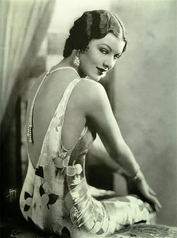 {{ product_title }} Fine Art Print | {{ product_vendor }} Jakero77 Alfred Cheney Johnston - Glamorous Model Low Back Dress & Pearls (1925) - 17" x 22" Fine Art Print Art Print  Jakero77
