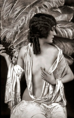 {{ product_title }} Fine Art Print | {{ product_vendor }} Jakero77 Alfred Cheney Johnston - Gloria Swanson Semi Nude Feathers (1920s) - 17"x22" Print Art Print  Jakero77