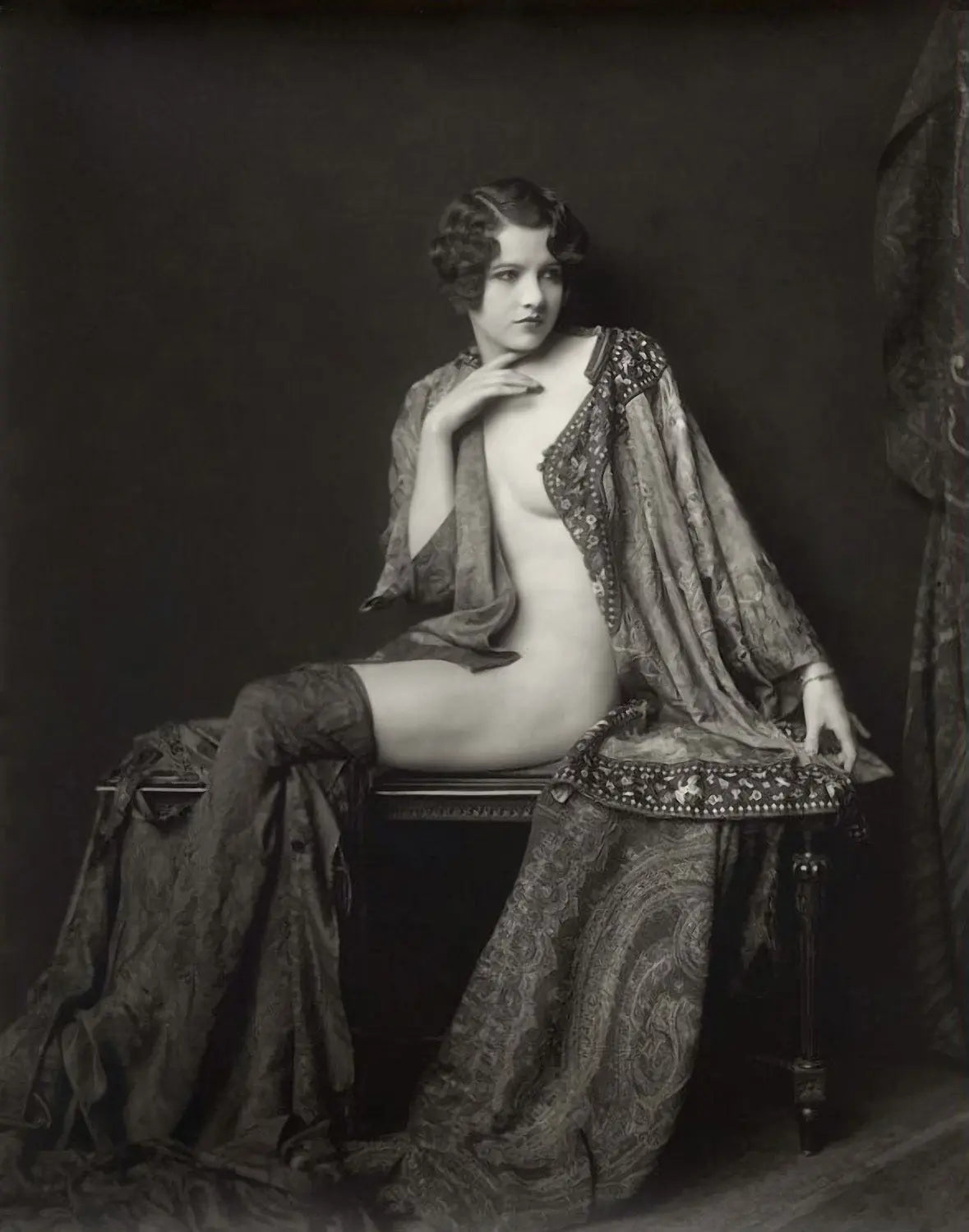 {{ product_title }} Fine Art Print | {{ product_vendor }} Jakero77 Alfred Cheney Johnston - Jean Ackerman Seated Semi Nude (1920s) - 17"x22" Art Print Art Print  Jakero77
