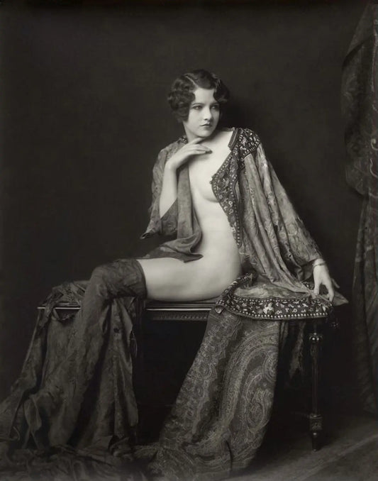 {{ product_title }} Fine Art Print | {{ product_vendor }} Jakero77 Alfred Cheney Johnston - Jean Ackerman Seated Semi Nude (1920s) - 17"x22" Art Print Art Print  Jakero77