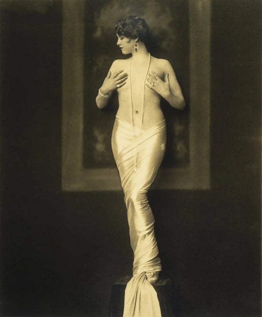 {{ product_title }} Fine Art Print | {{ product_vendor }} Jakero77 Alfred Cheney Johnston - Jean Ackerman Semi Nude in Pearls (1928) - 17" x 22" Print Art Print  Jakero77