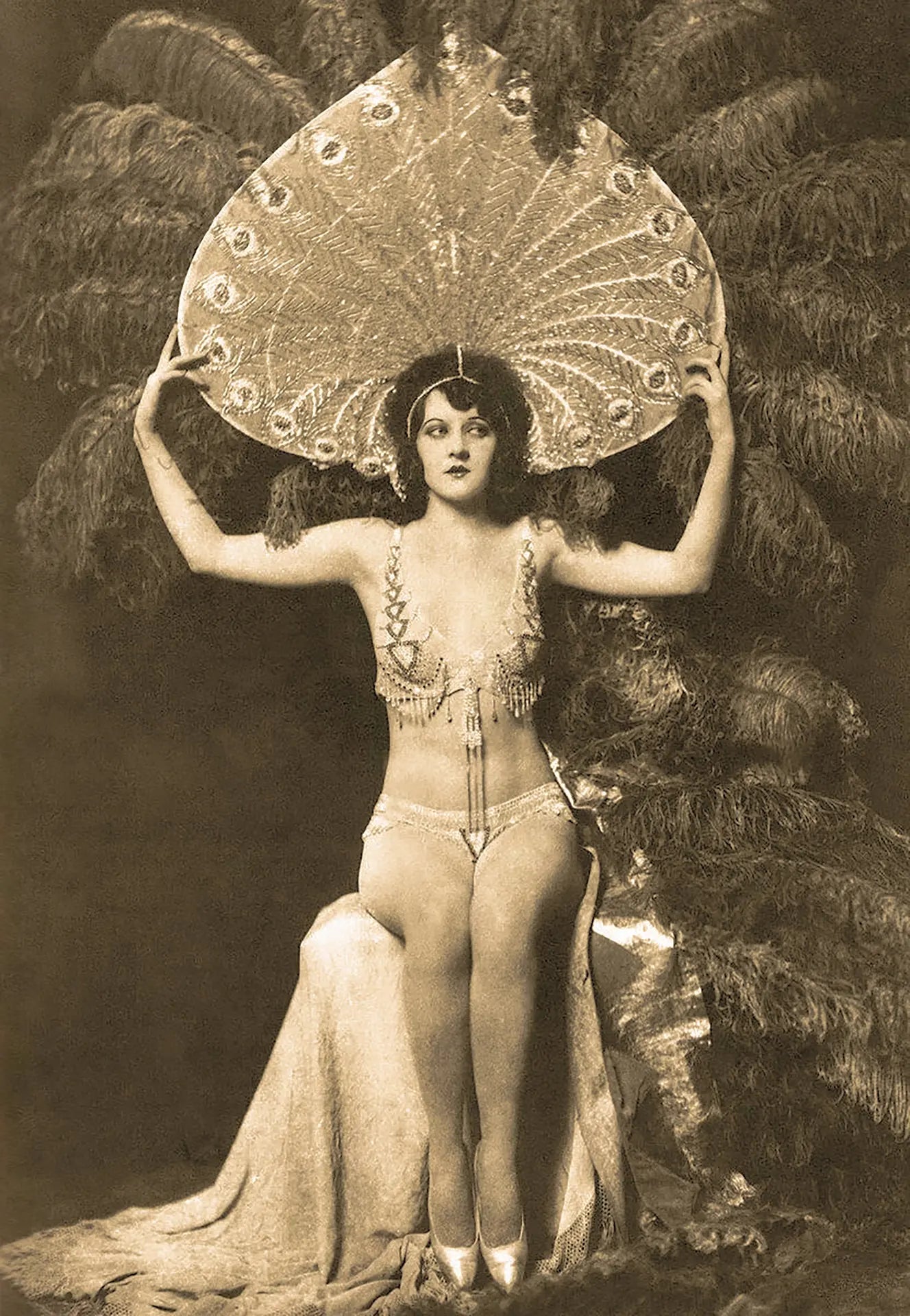 {{ product_title }} Fine Art Print | {{ product_vendor }} Jakero77 Alfred Cheney Johnston - Katherine Burke Burlesque Feathers 1920 - 17"x22" Print Art Print  Jakero77