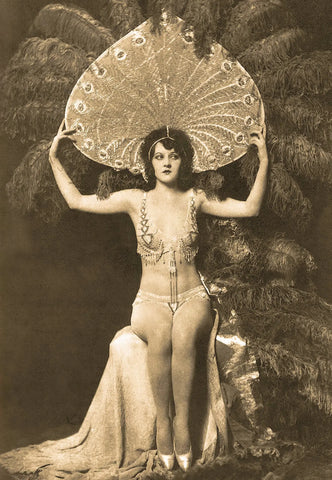 {{ product_title }} Fine Art Print | {{ product_vendor }} Jakero77 Alfred Cheney Johnston - Katherine Burke Burlesque Feathers 1920 - 17"x22" Print Art Print  Jakero77