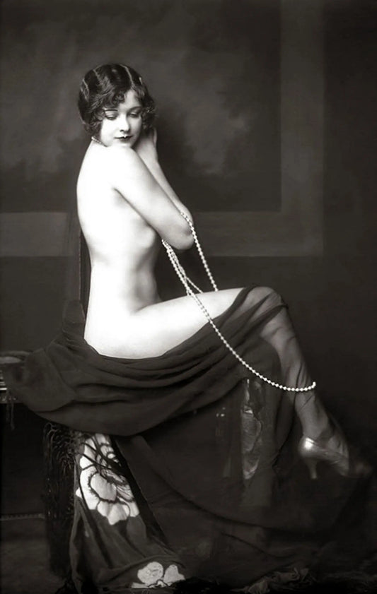 {{ product_title }} Fine Art Print | {{ product_vendor }} Jakero77 Alfred Cheney Johnston - Marjorie King Nude Pearls (1920s) - 17" x 22" Art Print Art Print  Jakero77