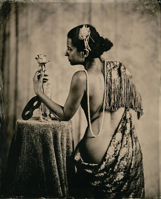 {{ product_title }} Fine Art Print | {{ product_vendor }} Jakero77 Alfred Cheney Johnston - May Sheba Backless Dress Rose - 17" x 22" Fine Art Print Art Print  Jakero77
