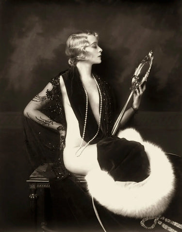 {{ product_title }} Fine Art Print | {{ product_vendor }} Jakero77 Alfred Cheney Johnston - Muriel Finley Nude Pearls & Fur (1920s) - 17" x 22" Print Art Print  Jakero77