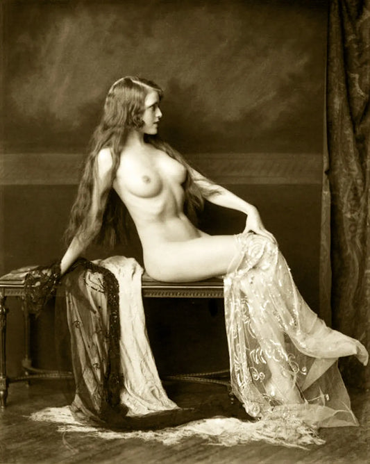 {{ product_title }} Fine Art Print | {{ product_vendor }} Jakero77 Alfred Cheney Johnston - Nude Woman Seated Boudoir (1920s) - 17" x 22" Art Print Art Print  Jakero77