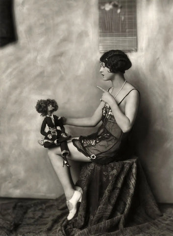 {{ product_title }} Fine Art Print | {{ product_vendor }} Jakero77 Alfred Cheney Johnston - Risque Model Scolding Doll Smoking (1920s) - 17"x22" Print Art Print  Jakero77