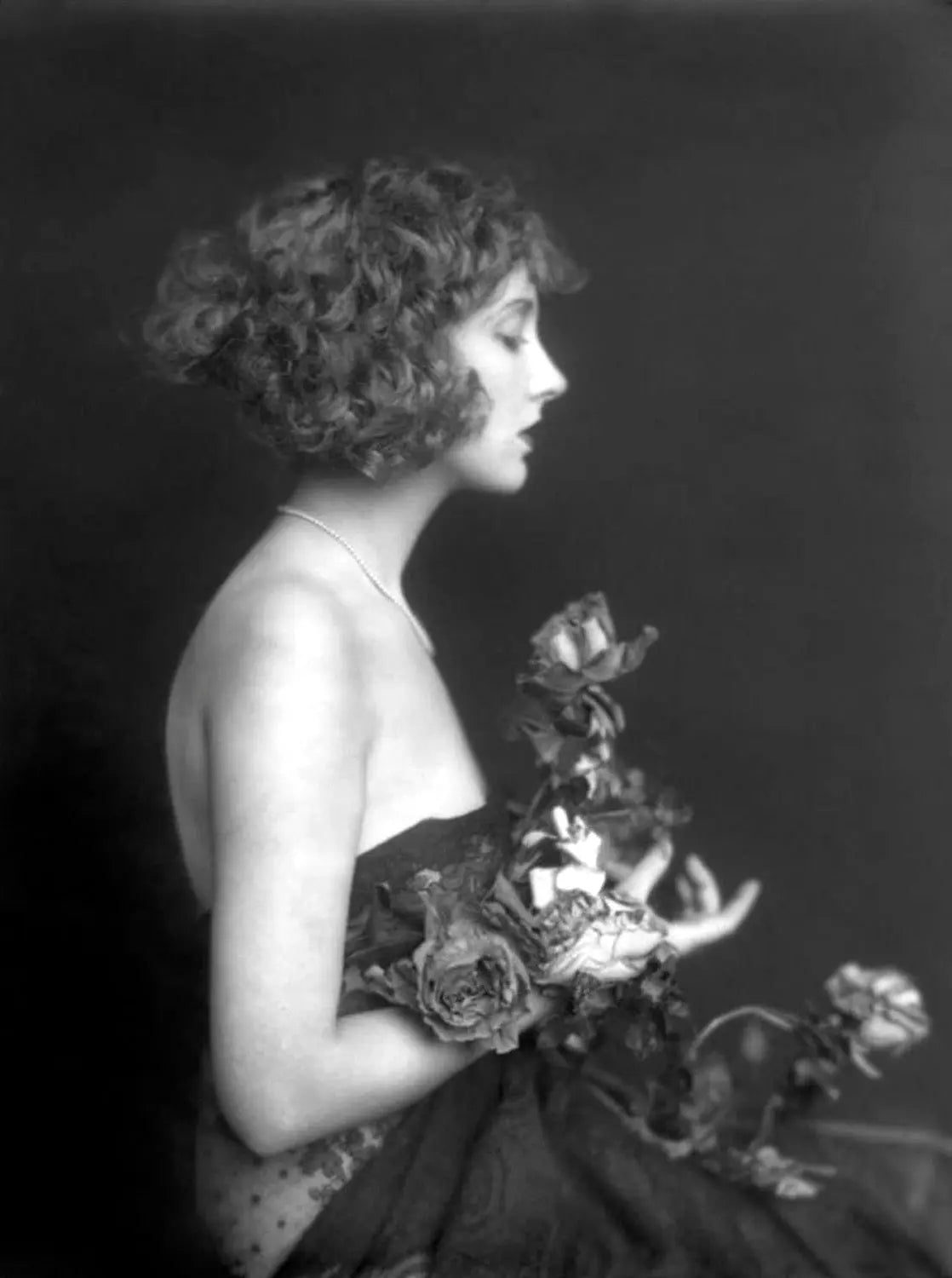 {{ product_title }} Fine Art Print | {{ product_vendor }} Jakero77 Alfred Cheney Johnston - Semi Nude Ziegfeld Follies Girl with Roses 1920s - 17"x22" Fine Art Print Art Print  Jakero77