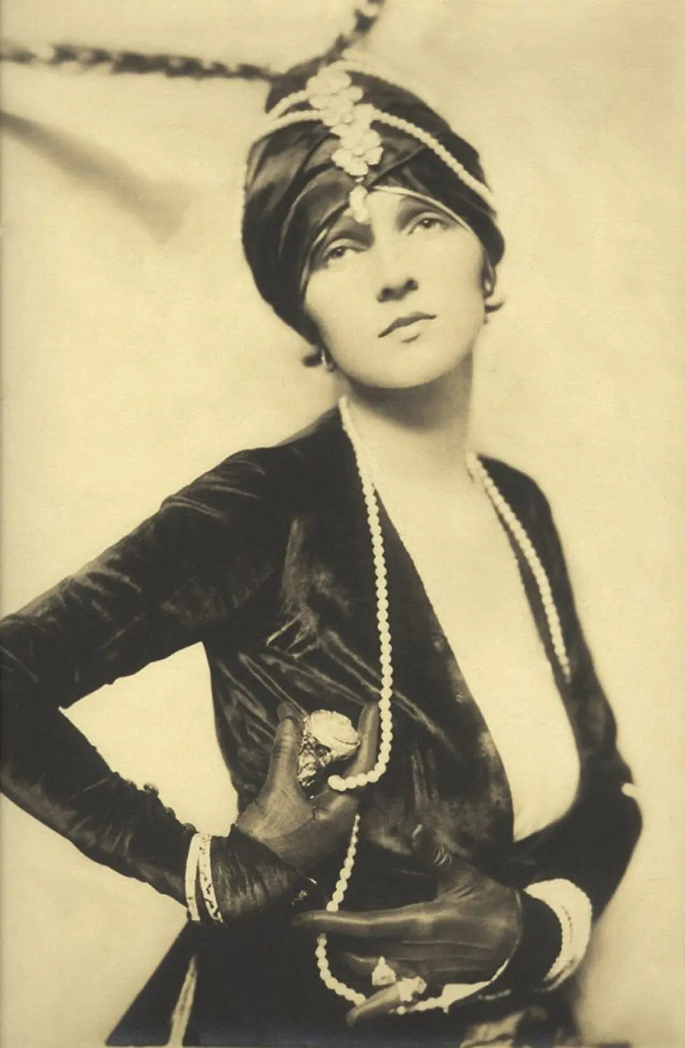 {{ product_title }} Fine Art Print | {{ product_vendor }} Jakero77 Alfred Cheney Johnston - Vintage Ziegfeld Girl in Turban 1920s - 17" x 22" Print Art Print  Jakero77