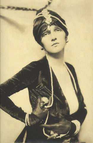 {{ product_title }} Fine Art Print | {{ product_vendor }} Jakero77 Alfred Cheney Johnston - Vintage Ziegfeld Girl in Turban 1920s - 17" x 22" Print Art Print  Jakero77