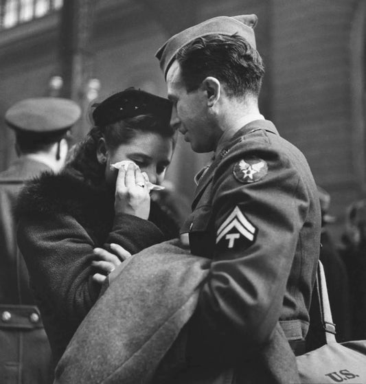{{ product_title }} Fine Art Print | {{ product_vendor }} Jakero77 Alfred Eisenstaedt - Pennsylvania Train Station Soldier Farewell (1941) - 17"x22" Fine Art Print Art Print  Jakero77