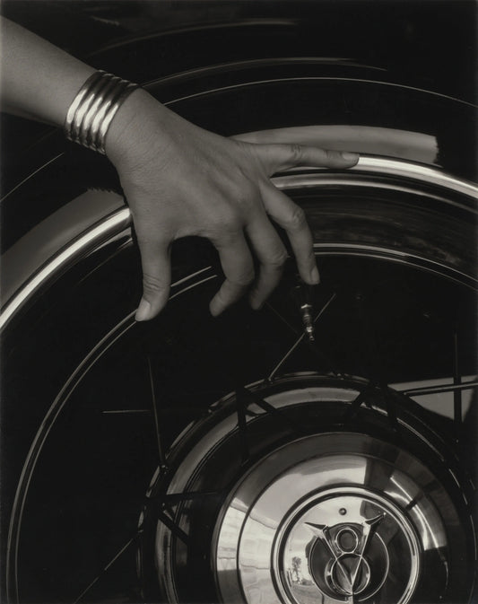 {{ product_title }} Fine Art Print | {{ product_vendor }} Jakero77 Alfred Stieglitz - Georgia O'Keeffe's Hand on V8 Car Wheel (1935) - 17"x22" Print Art Print  Jakero77
