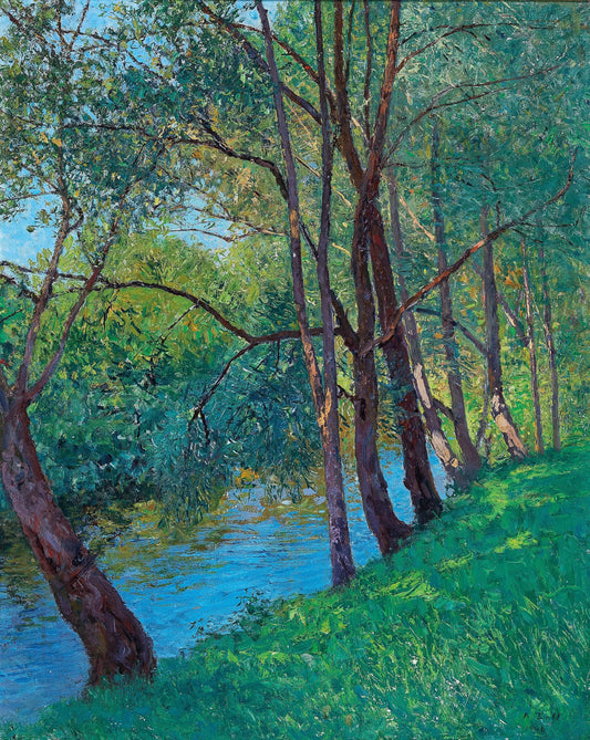 {{ product_title }} Fine Art Print | {{ product_vendor }} Jakero77 Alfred Zoff - The Stream in the Au Danube (1906) Signed - 17"x22" Fine Art Print Art Print  Jakero77
