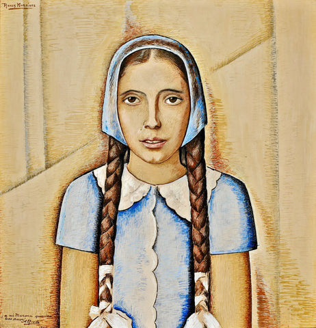 {{ product_title }} Fine Art Print | {{ product_vendor }} Jakero77 Alfredo Ramos Martinez - Portrait of Maria, Age 11 (1940) - 17" x 22" Art Print Art Print  Jakero77