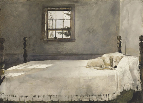 {{ product_title }} Fine Art Print | {{ product_vendor }} Jakero77 Andrew Wyeth - Master Bedroom, Dog on Bed - 17" x 22" Fine Art Print Art Print  Jakero77