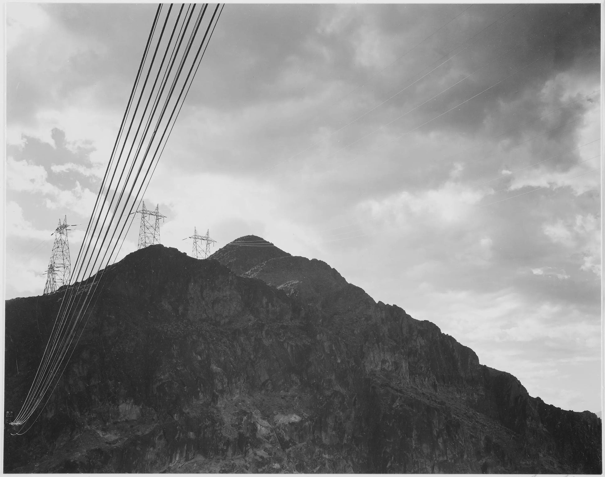 {{ product_title }} Fine Art Print | {{ product_vendor }} Jakero77 Ansel Adams - Boulder Dam Transmission Lines Mountain Peak (1942) - 17" x 22" Print Art Print  Jakero77