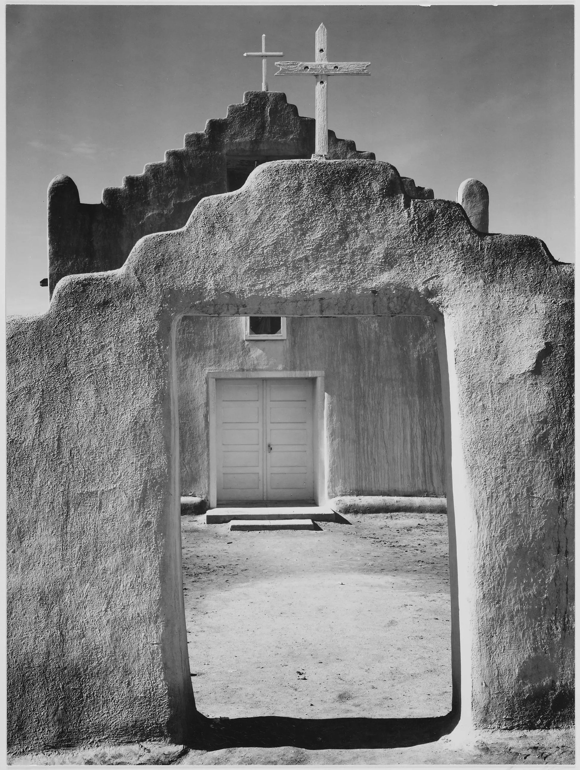 {{ product_title }} Fine Art Print | {{ product_vendor }} Jakero77 Ansel Adams - Church Taos Pueblo Historic Landmark New Mexico (1942) - 17" x 22" Fine Art Print Art Print  Jakero77